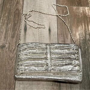 FIORA Women's Mesh Evening Handbag Crossbody Clutch Gold Silver Purse